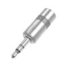 Silver 3.5mm audio adapter with textured grip and cylindrical shape.