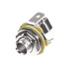 Metal panel-mount jack connector with threaded barrel and solder terminals.