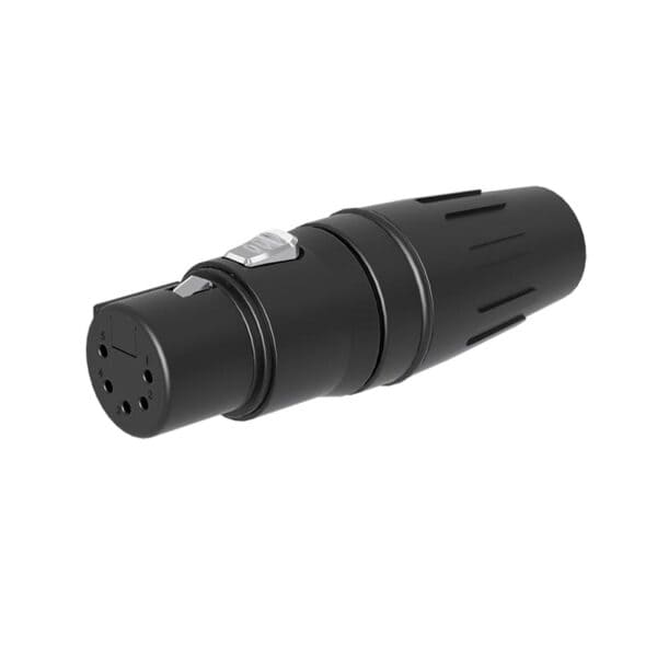 A black cylindrical XLR female connector for professional audio equipment.