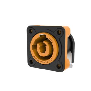 Image of a Seetronic electronic connector with black and orange casing for electrical systems.